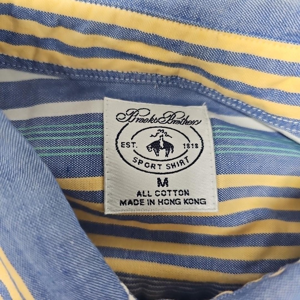Vintage Brooks Brothers Men's Sport Shirt, Sz M Blue Red Yellow White Striped - Picture 3 of 6